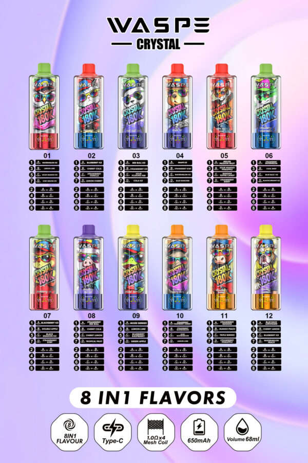 Waspe Crystal 8in1 180K Puffs B Waspe Crystal 8in1 180K Puffs B